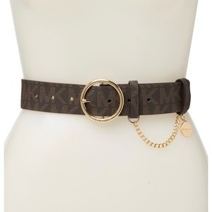NWT Michael Kors Monogram Belt with Chain Charm
